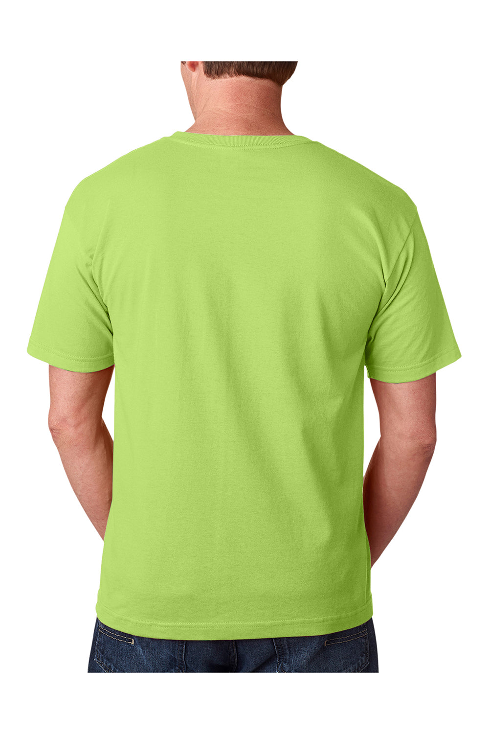 Bayside BA5040 Mens USA Made Short Sleeve Crewneck T-Shirt Lime Green Model Back