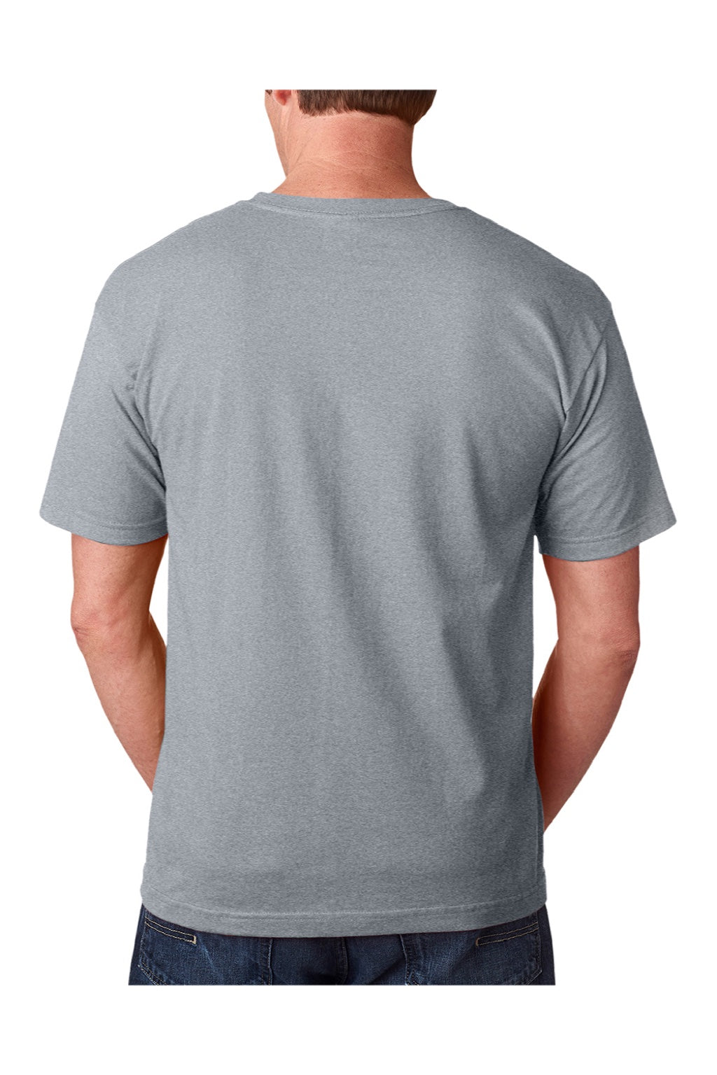 Bayside 5040 Mens USA Made Short Sleeve Crewneck T-Shirt Dark Ash Grey Model Back