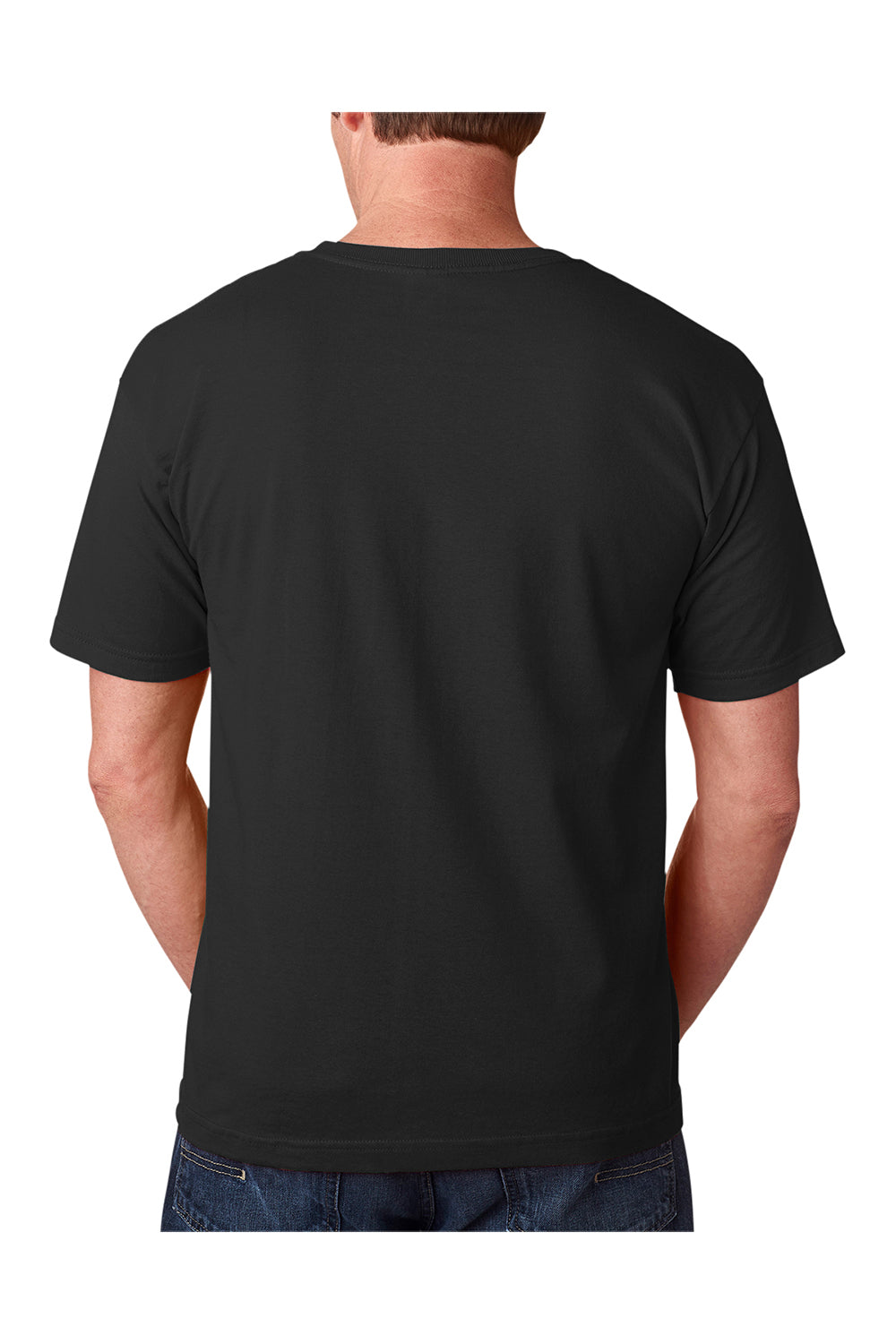 Bayside BA5040 Mens USA Made Short Sleeve Crewneck T-Shirt Black Model Back