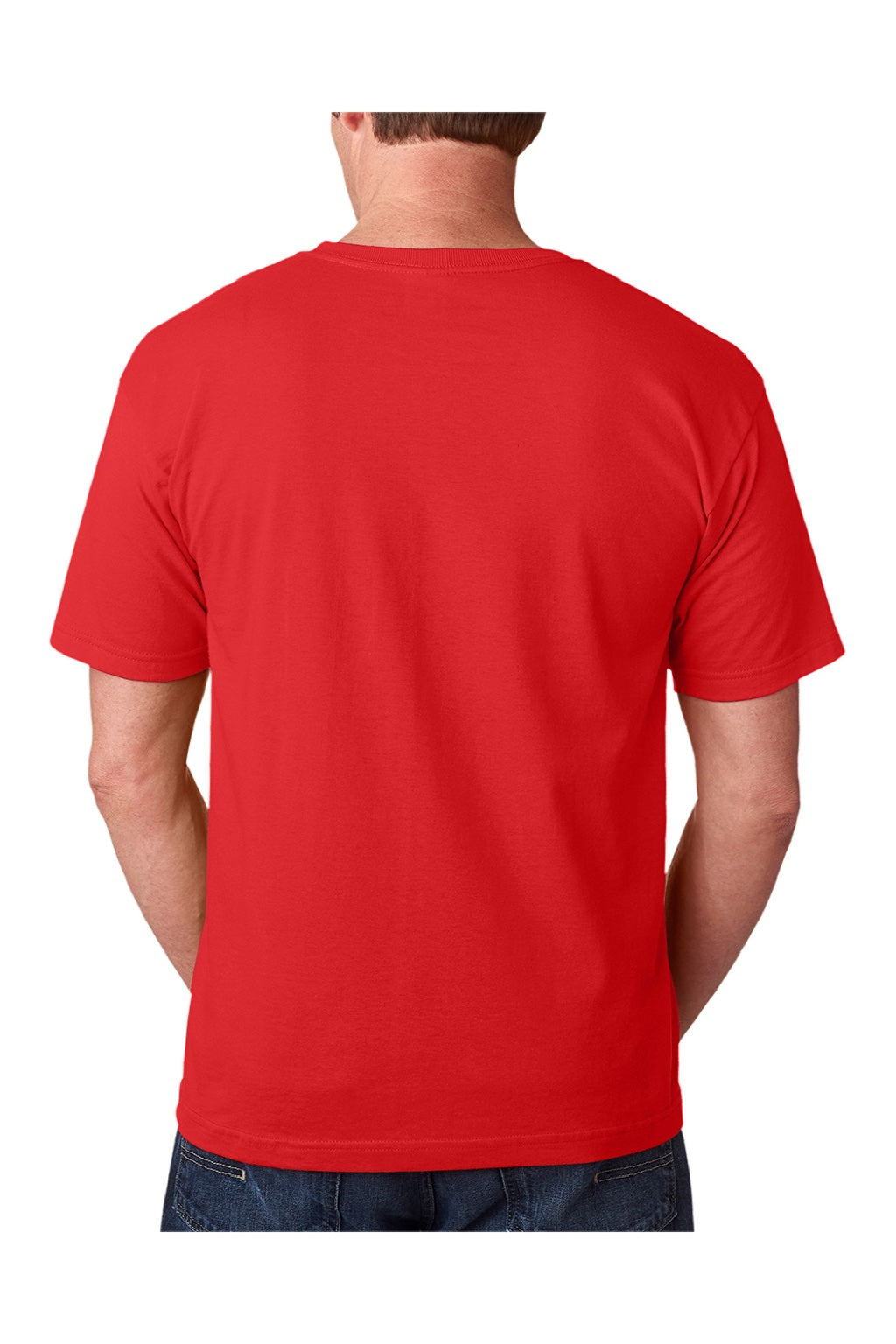 Bayside 5040 Mens USA Made Short Sleeve Crewneck T-Shirt Red Model Back