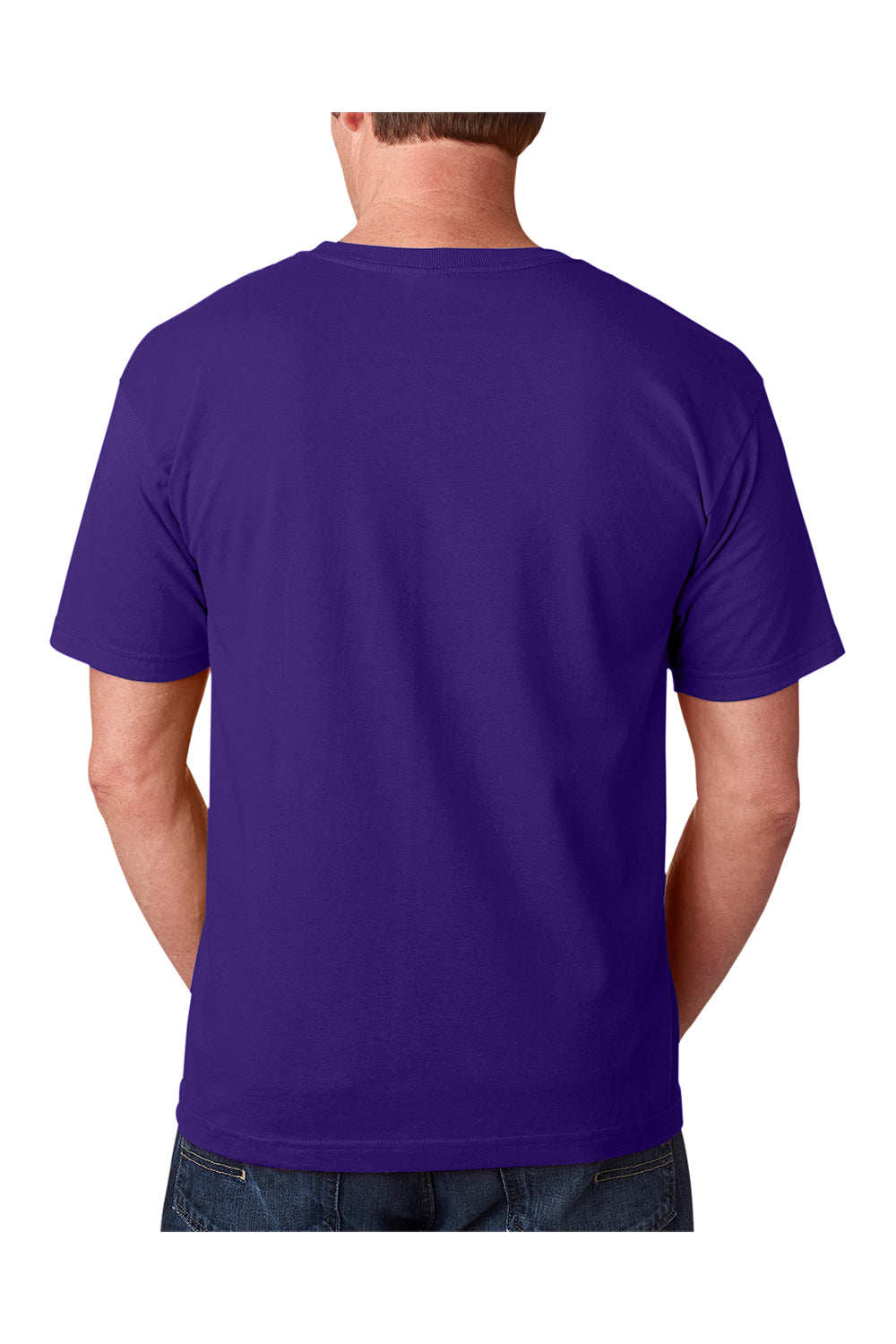 Bayside BA5040 Mens USA Made Short Sleeve Crewneck T-Shirt Purple Model Back