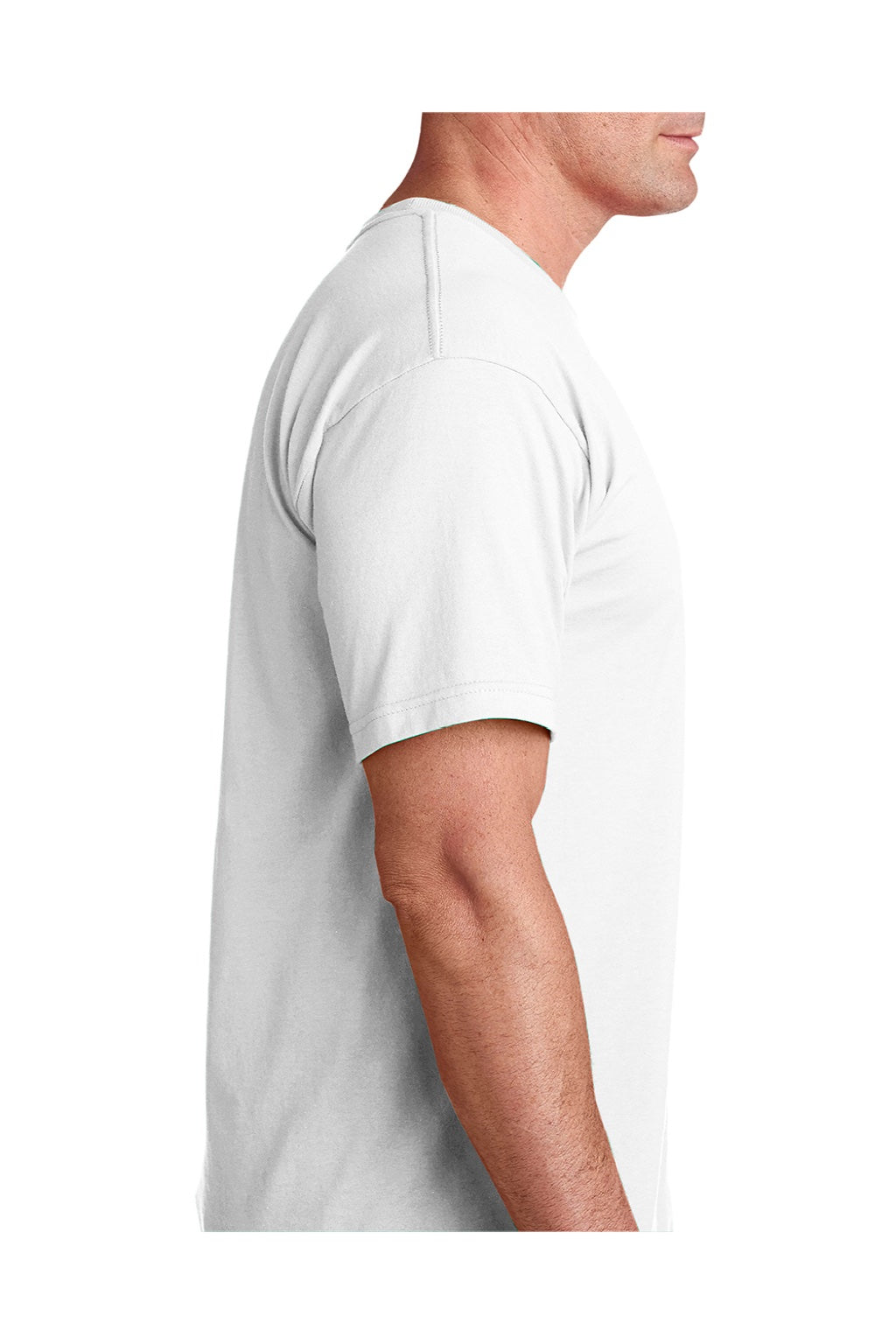 Bayside 5040 Mens USA Made Short Sleeve Crewneck T-Shirt White Model Side