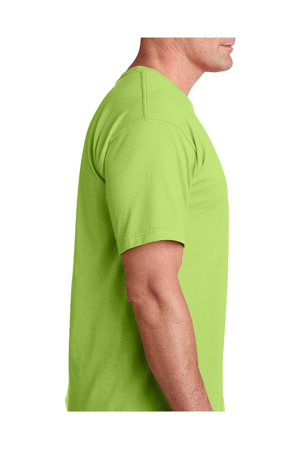 Bayside 5040 Mens USA Made Short Sleeve Crewneck T-Shirt Lime Green Model Side