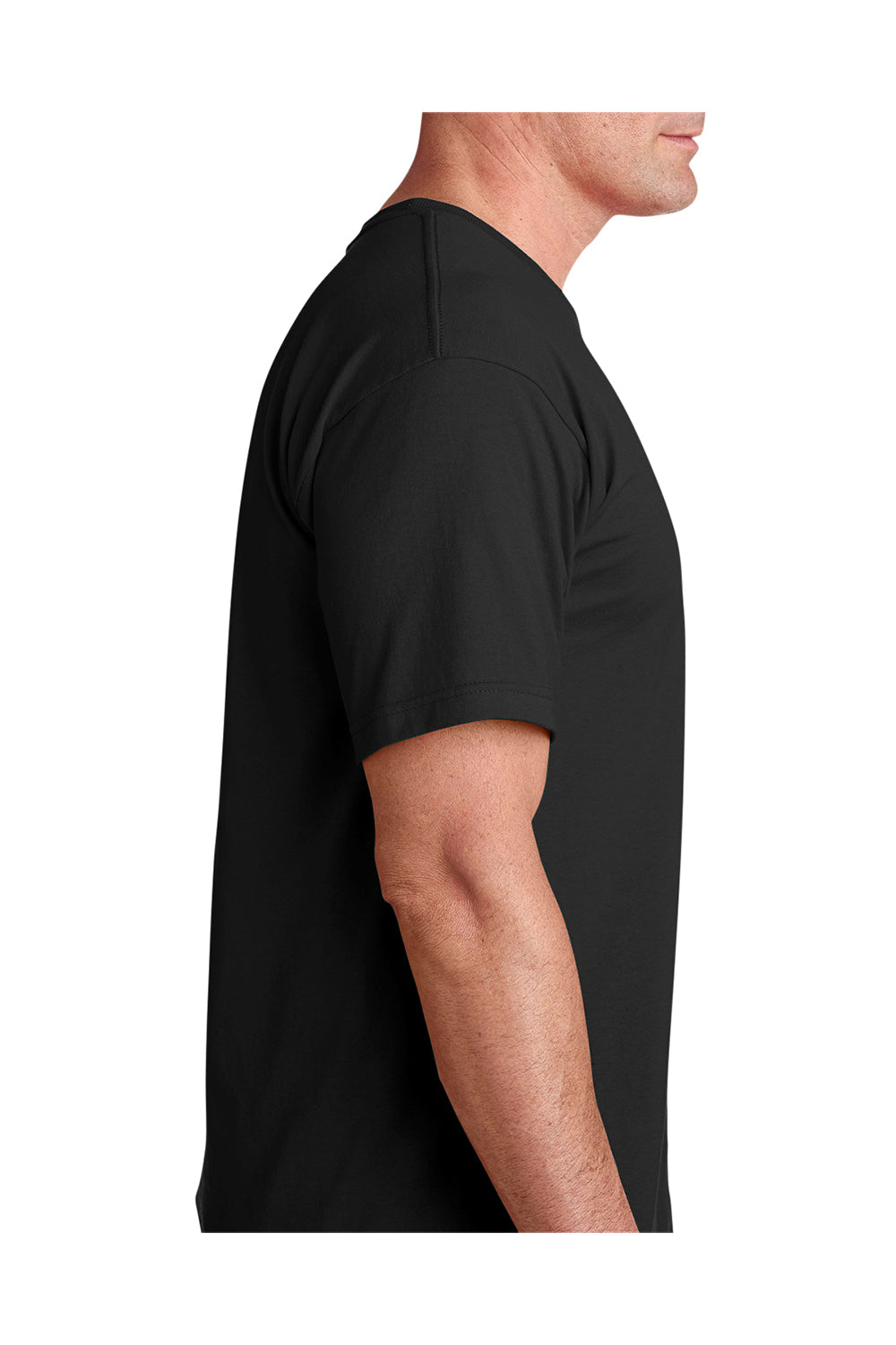 Bayside BA5040 Mens USA Made Short Sleeve Crewneck T-Shirt Black Model Side
