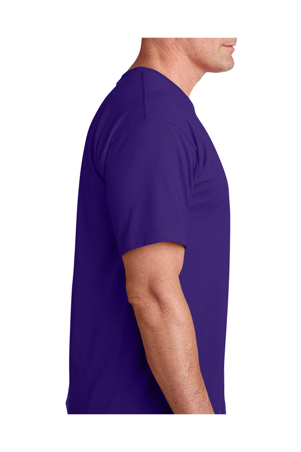 Bayside BA5040 Mens USA Made Short Sleeve Crewneck T-Shirt Purple Model Side