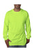 Bayside BA5060 Mens USA Made Long Sleeve Crewneck T-Shirt Lime Green Model Front