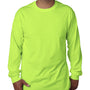 Bayside Mens USA Made Long Sleeve Crewneck T-Shirt - Lime Green