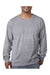Bayside BA5060 Mens USA Made Long Sleeve Crewneck T-Shirt Dark Ash Grey Model Front