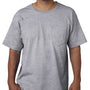 Bayside Mens USA Made Short Sleeve Crewneck T-Shirt w/ Pocket - Dark Ash Grey