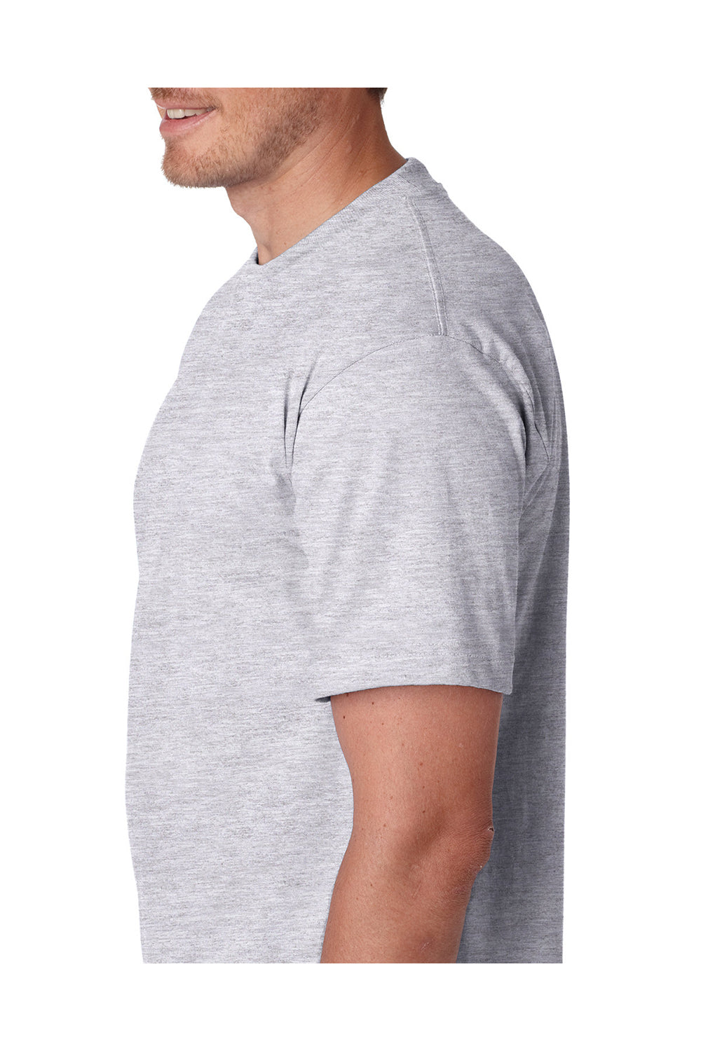 Bayside BA5100 Mens USA Made Short Sleeve Crewneck T-Shirt Ash Grey Model Side