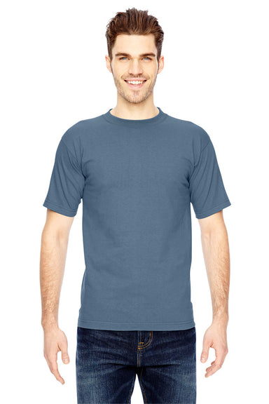 Bayside BA5100 Mens USA Made Short Sleeve Crewneck T-Shirt Denim Blue Model Front