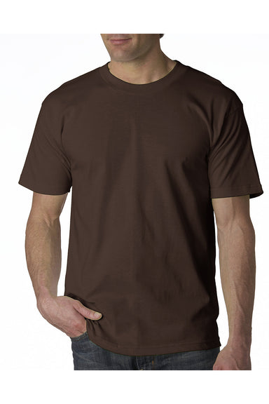 Bayside BA5100 Mens USA Made Short Sleeve Crewneck T-Shirt Chocolate Brown Model Front