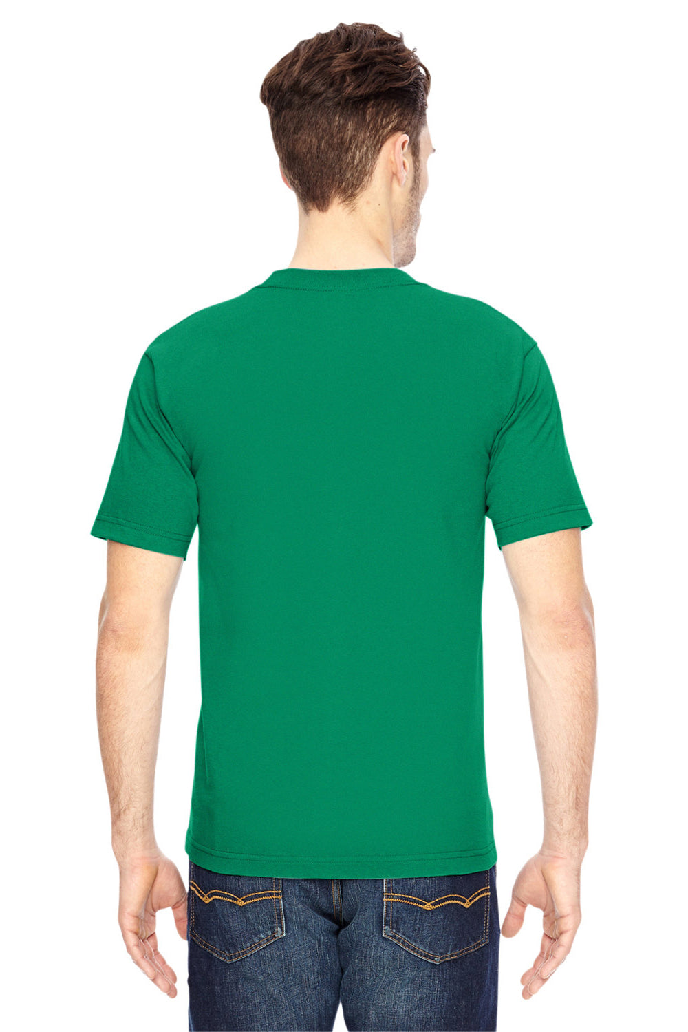 Bayside BA5100 Mens USA Made Short Sleeve Crewneck T-Shirt Kelly Green Model Back