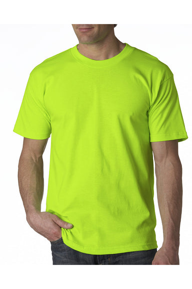 Bayside BA5100 Mens USA Made Short Sleeve Crewneck T-Shirt Lime Green Model Front