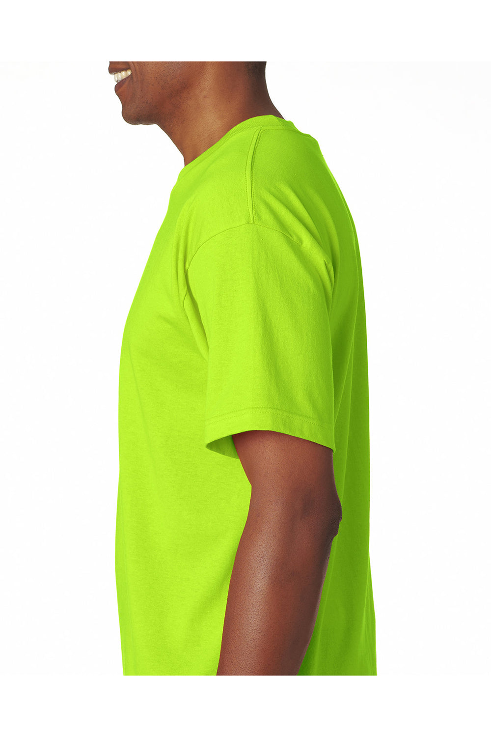 Bayside BA5100 Mens USA Made Short Sleeve Crewneck T-Shirt Lime Green Model Side