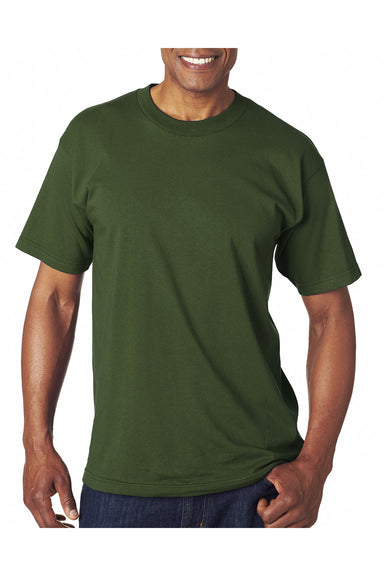 Bayside BA5100 Mens USA Made Short Sleeve Crewneck T-Shirt Forest Green Model Front