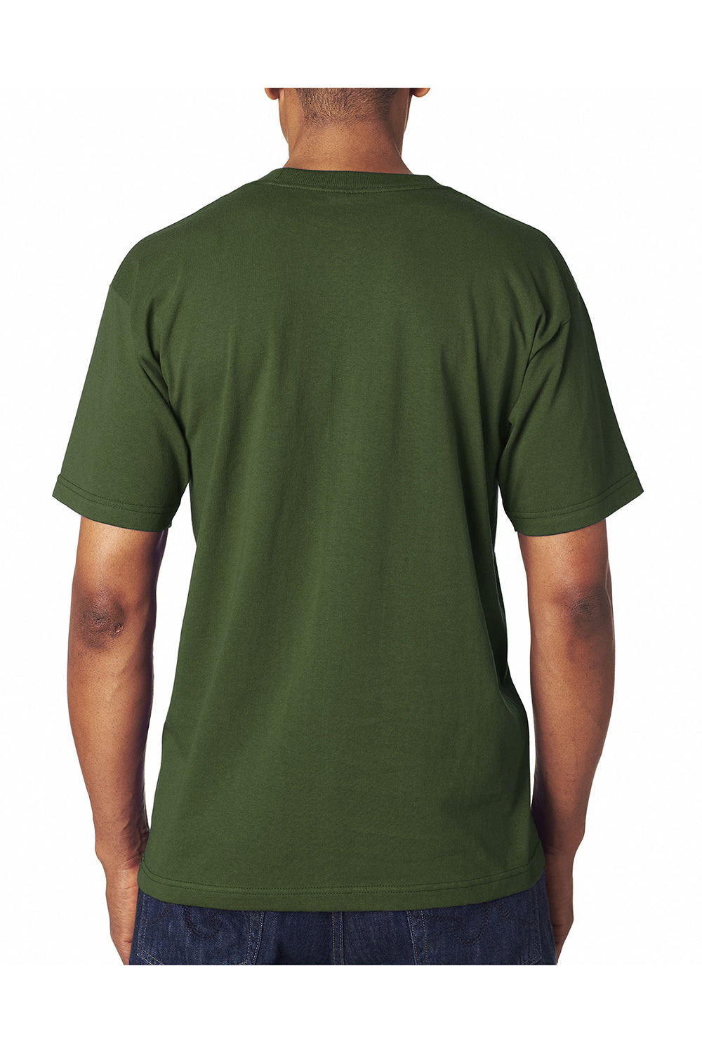 Bayside BA5100 Mens USA Made Short Sleeve Crewneck T-Shirt Forest Green Model Back