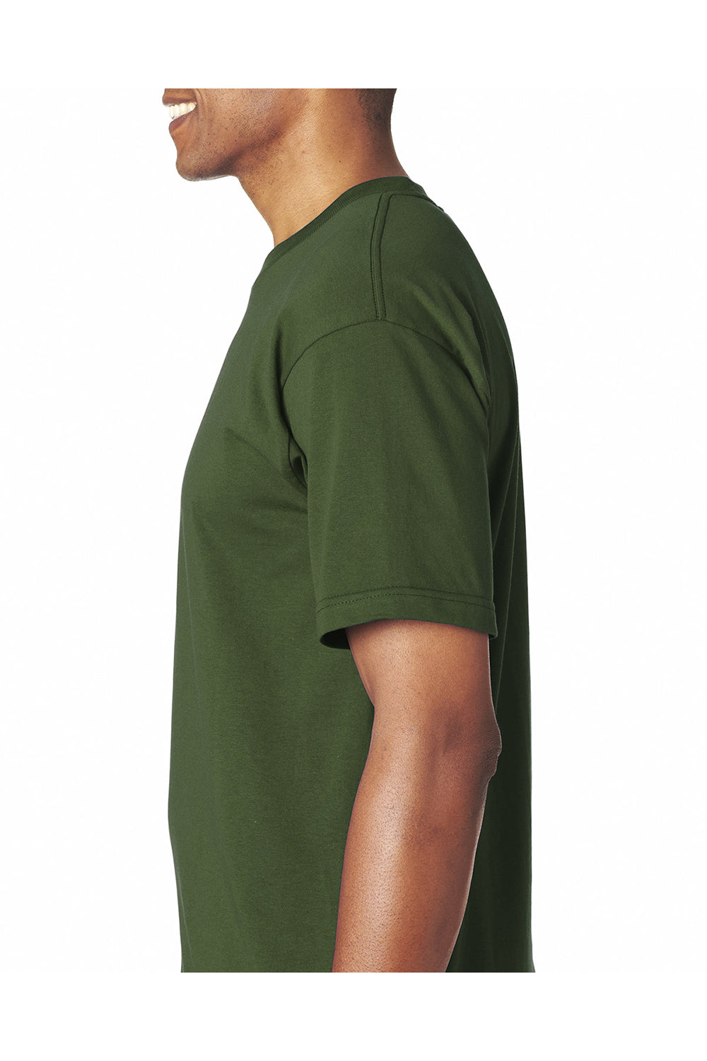 Bayside BA5100 Mens USA Made Short Sleeve Crewneck T-Shirt Forest Green Model Side