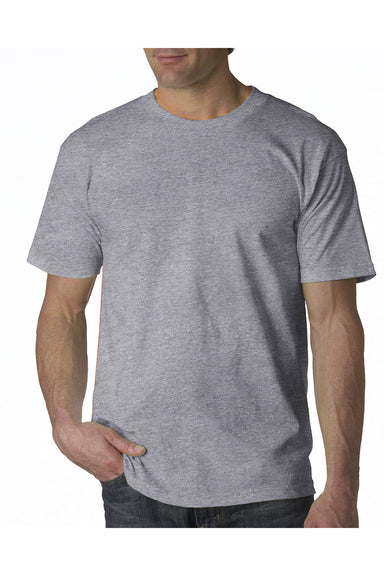 Bayside BA5100 Mens USA Made Short Sleeve Crewneck T-Shirt Dark Ash Grey Model Front