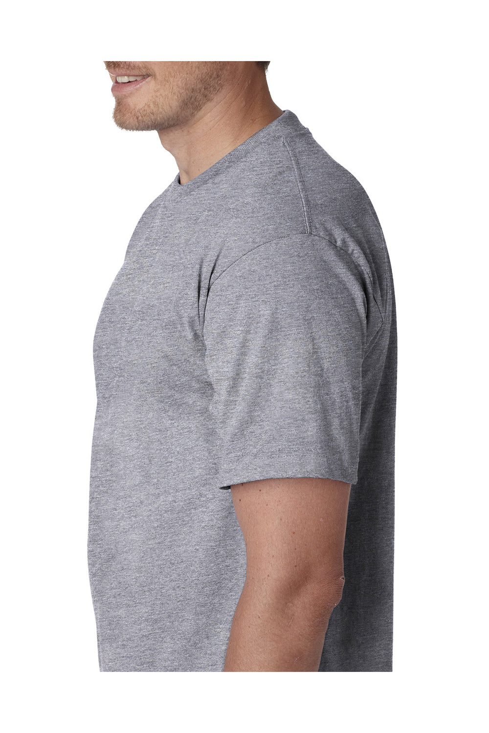 Bayside BA5100 Mens USA Made Short Sleeve Crewneck T-Shirt Dark Ash Grey Model Side