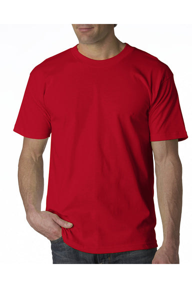 Bayside BA5100 Mens USA Made Short Sleeve Crewneck T-Shirt Red Model Front
