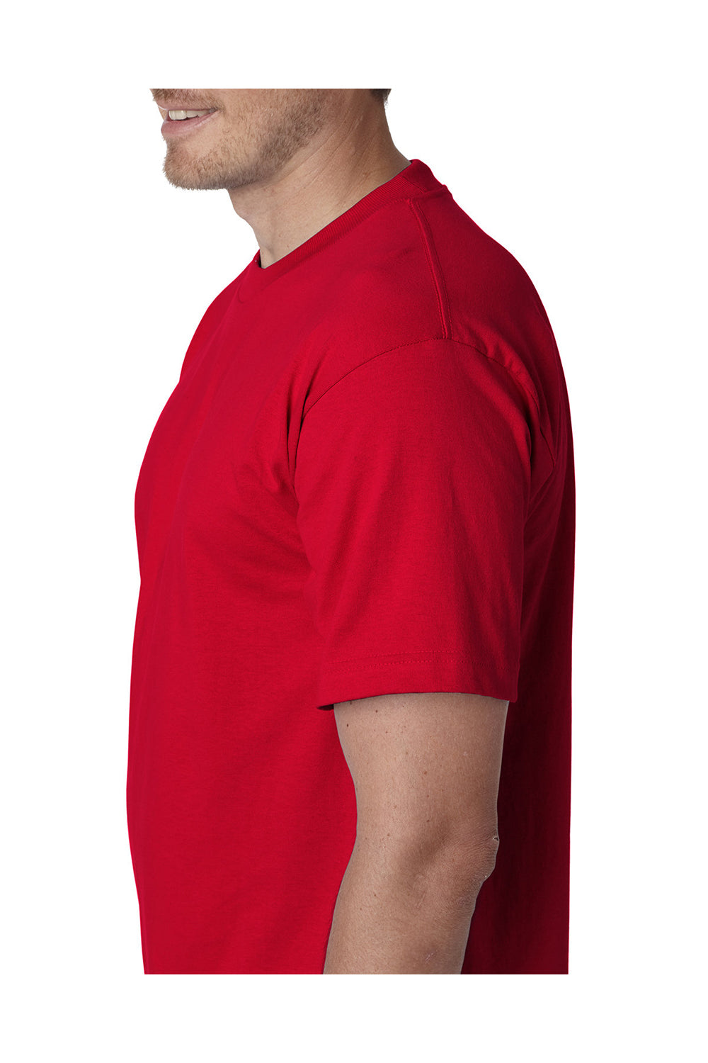 Bayside BA5100 Mens USA Made Short Sleeve Crewneck T-Shirt Red Model Side