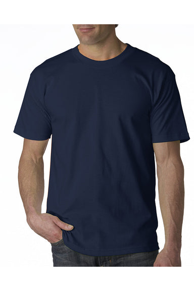 Bayside BA5100 Mens USA Made Short Sleeve Crewneck T-Shirt Navy Blue Model Front