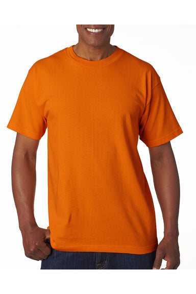 Bayside BA5100 Mens USA Made Short Sleeve Crewneck T-Shirt Bright Orange Model Front