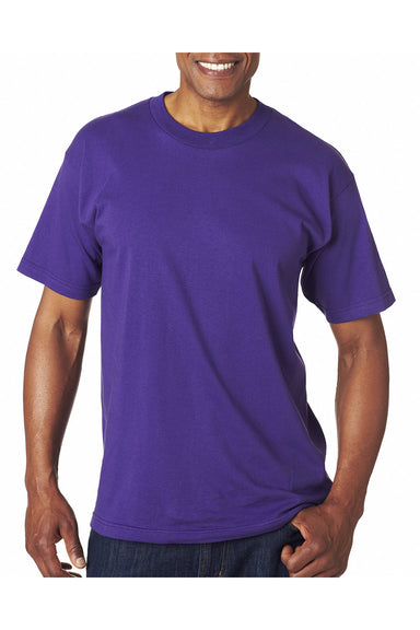 Bayside BA5100 Mens USA Made Short Sleeve Crewneck T-Shirt Purple Model Front