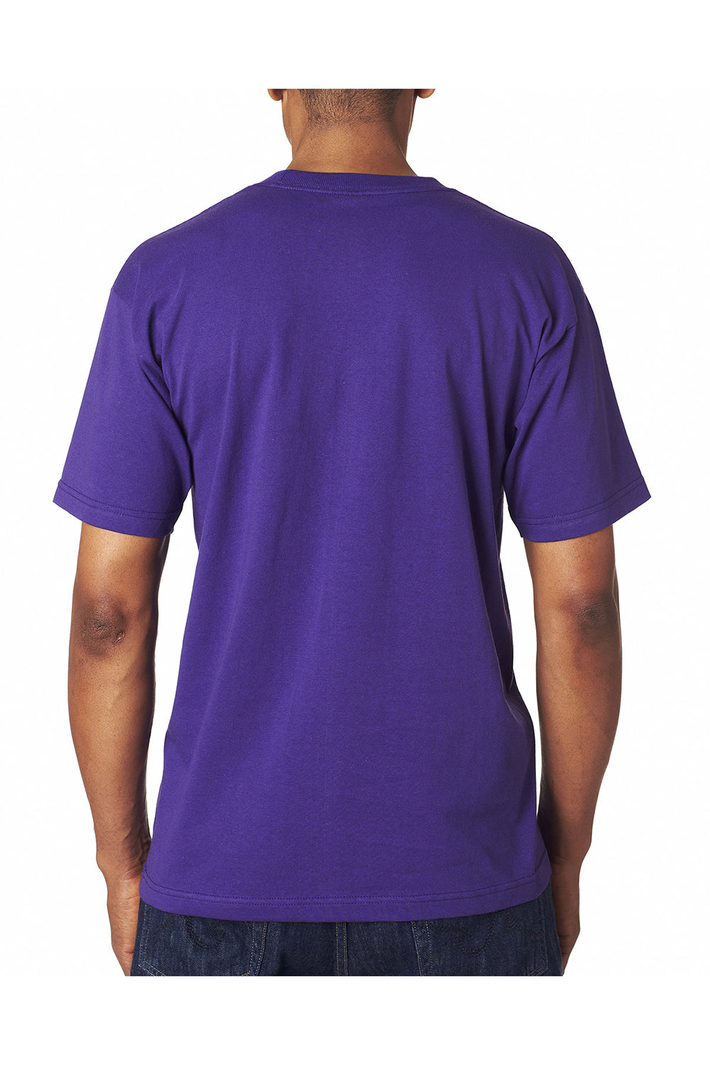 Bayside BA5100 Mens USA Made Short Sleeve Crewneck T-Shirt Purple Model Back