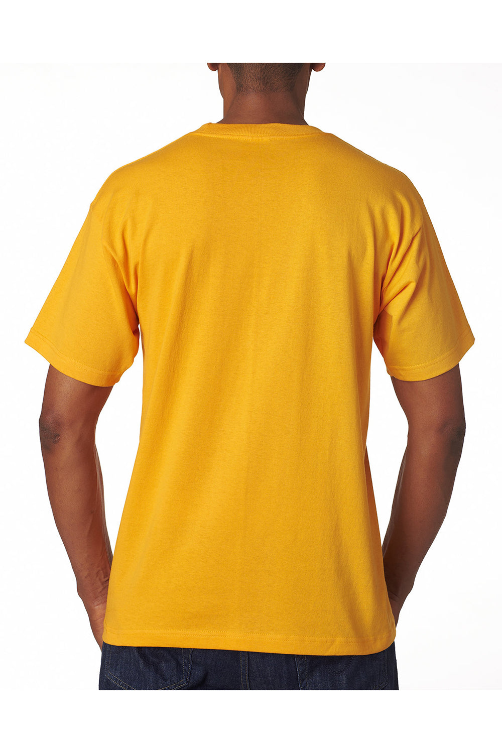Bayside BA5100 Mens USA Made Short Sleeve Crewneck T-Shirt Gold Model Back