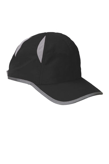 Big Accessories Hats BA514 Mens Performance Adjustable Hat Black Flat Front