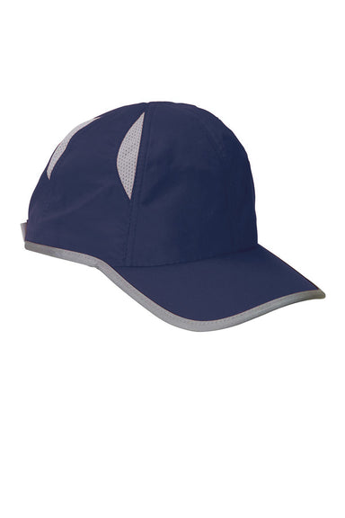 Big Accessories BA514 Mens Performance Adjustable Hat Navy Blue Flat Front