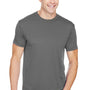 Bayside Mens USA Made Performance Short Sleeve Crewneck T-Shirt - Charcoal Grey - NEW
