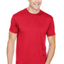 Bayside Mens USA Made Performance Short Sleeve Crewneck T-Shirt - Red - NEW