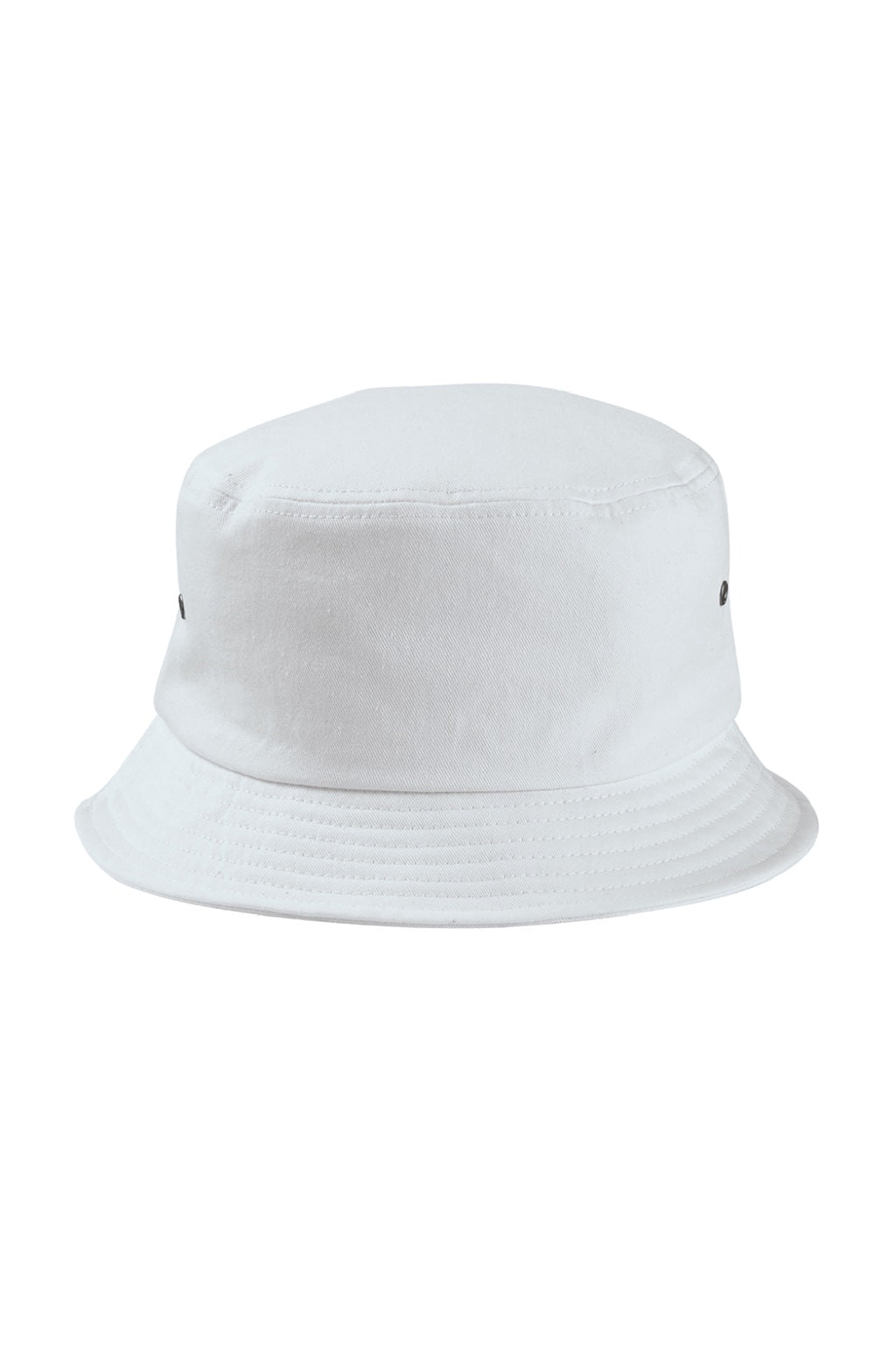 Big Accessories Hats BA534 Mens Metal Eyelet Bucket Hat White Flat Front