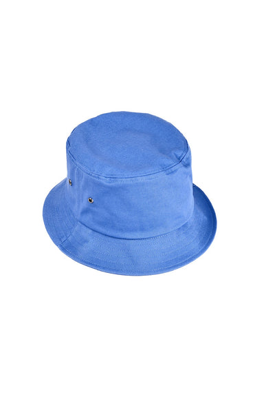 Big Accessories Hats BA534 Mens Metal Eyelet Bucket Hat Washed Denim Blue Flat Front