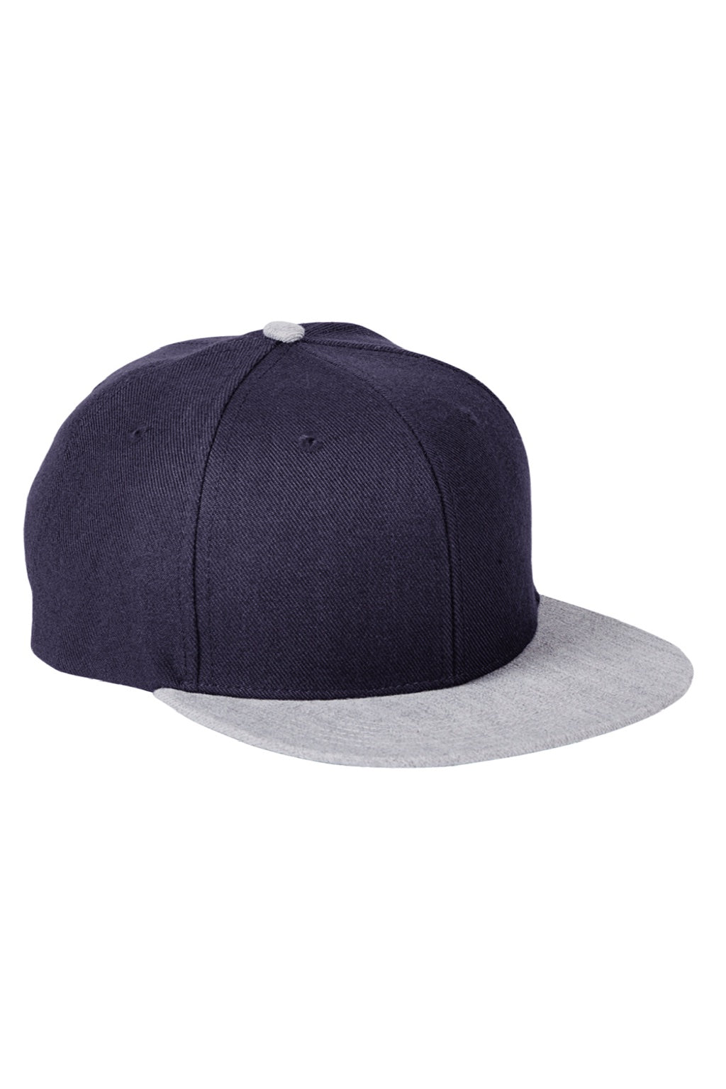 Big Accessories Hats BA539 Mens Adjustable Hat Navy Blue/Heather Grey Flat Front