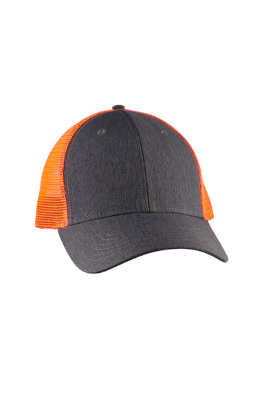 Big Accessories BA540 Mens Adjustable Trucker Hat Black/Neon Orange Flat Front