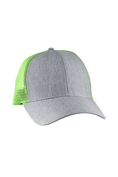 Big Accessories BA540 Mens Adjustable Trucker Hat Light Grey/Neon Green Flat Front