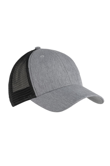 Big Accessories BA540P Womens Sport Ponytail Adjustable Trucker Hat Light Grey/Black Flat Front