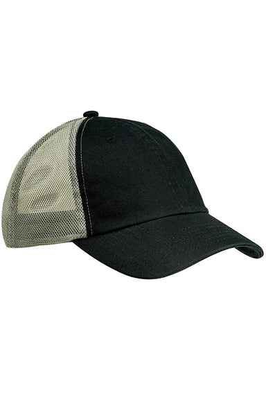 Big Accessories BA601 Mens Adjustable Trucker Hat Black/Grey Flat Front