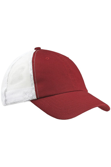 Big Accessories Hats BA601 Mens Adjustable Trucker Hat Maroon/White Flat Front