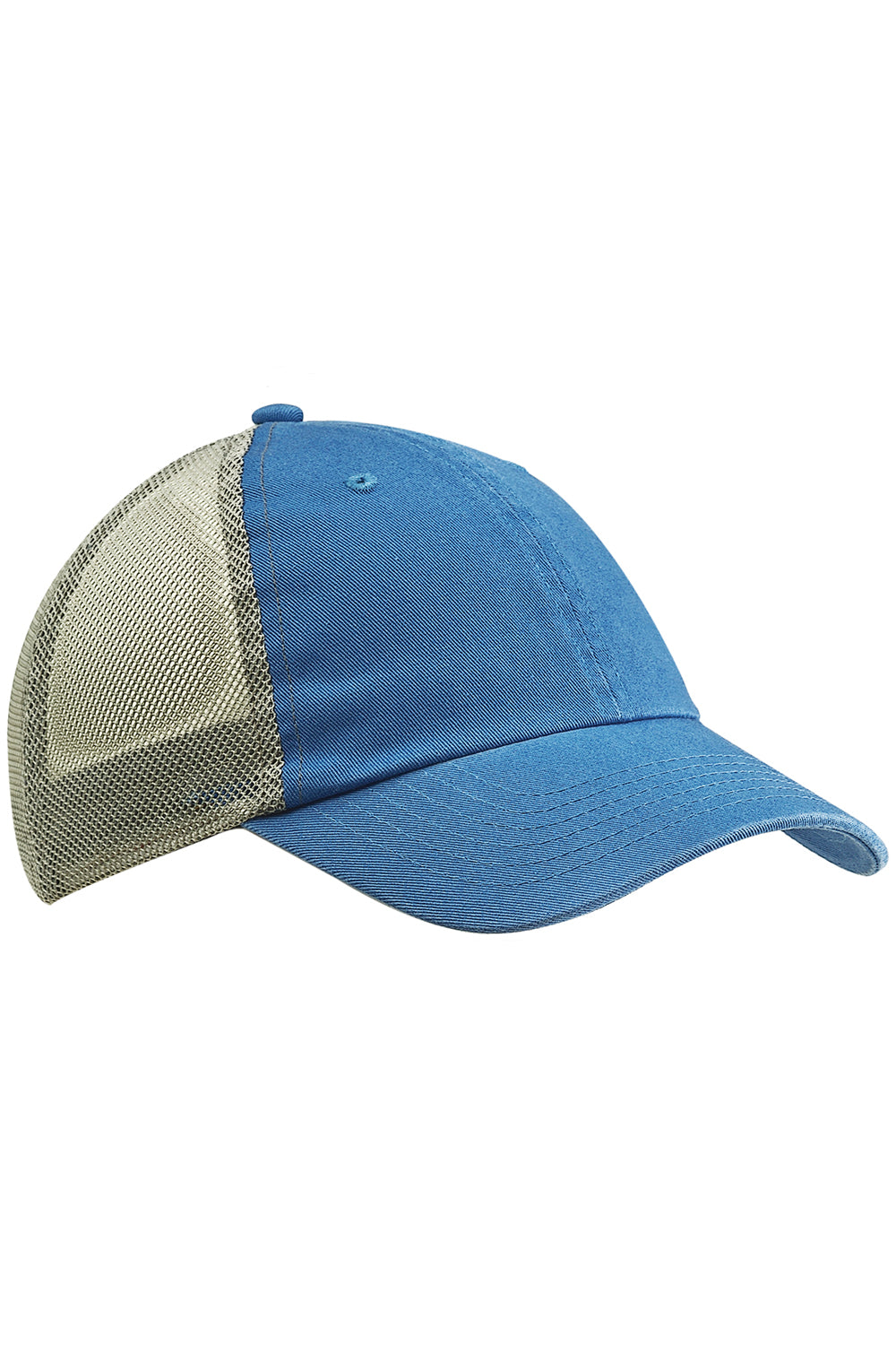 Big Accessories BA601 Mens Adjustable Trucker Hat Blue/Grey Flat Front