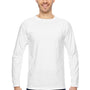 Bayside Mens USA Made Long Sleeve Crewneck T-Shirt - White
