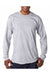 Bayside 6100 Mens USA Made Long Sleeve Crewneck T-Shirt Ash Grey Model Front