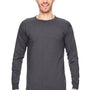 Bayside Mens USA Made Long Sleeve Crewneck T-Shirt - Charcoal Grey