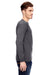 Bayside 6100 Mens USA Made Long Sleeve Crewneck T-Shirt Charcoal Grey Model Side