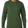 Bayside Mens USA Made Long Sleeve Crewneck T-Shirt - Forest Green