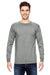 Bayside 6100 Mens USA Made Long Sleeve Crewneck T-Shirt Dark Ash Grey Model Front